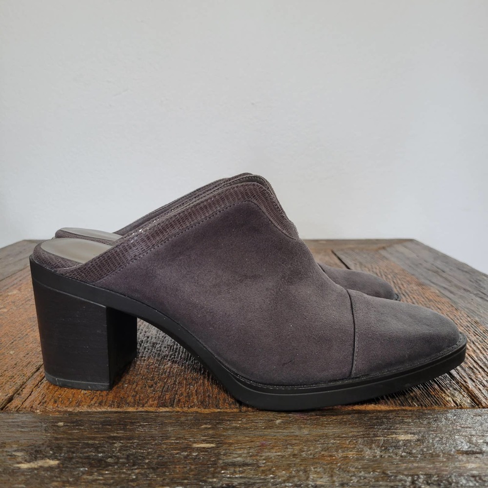 Azura 'Tameka' Grey Slip on Faux Suede Almond Toe Mules